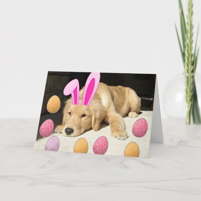 Cartes Pour Fêtes Annuelles Golden Retriever de Pâques (Devant)