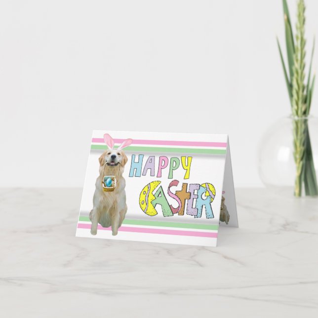 Cartes Pour Fêtes Annuelles Golden retriever de Pâques (Devant)