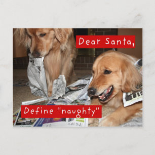 Cartes Pour Fêtes Annuelles Golden Retriever Define Naughty Christmas