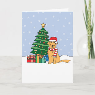 Cartes Pour Fêtes Annuelles Golden Retriever et sapin de Noël