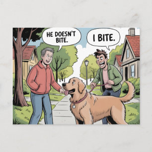 Cartes Pour Fêtes Annuelles Golden Retriever je mords drôle cartoon