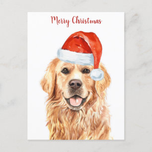 Cartes Pour Fêtes Annuelles Golden Retriever Joyeux chien chiot de Noël