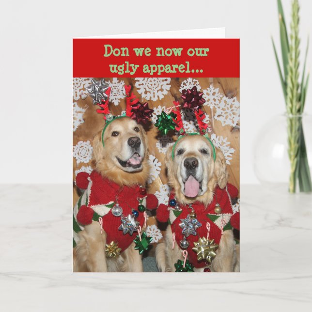 Cartes Pour Fêtes Annuelles Golden Retriever Laid Sweat Noël (Devant)