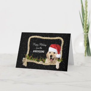 Cartes Pour Fêtes Annuelles Golden Retriever Noël dans cadre en corde