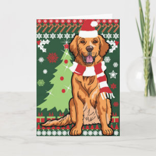 Cartes Pour Fêtes Annuelles Golden Retriever prêt pour Noël