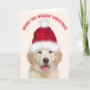 Cartes Pour Fêtes Annuelles Golden Retriever Puppy Tail Waggin Noël