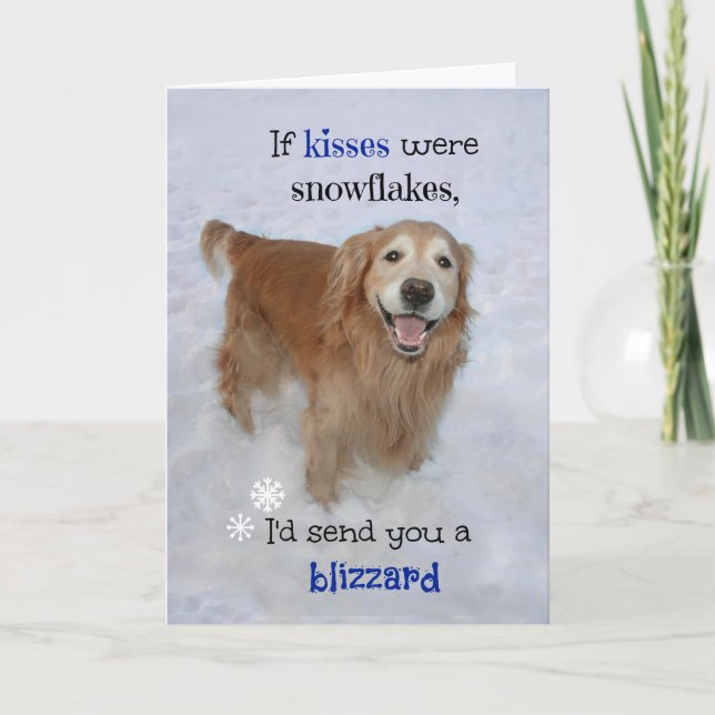 Cartes Pour Fêtes Annuelles Golden Retriever Snowflake Kisses Saint Valentin (Devant)