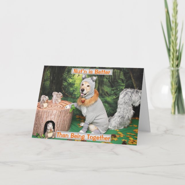 Cartes Pour Fêtes Annuelles Golden Retriever Squirrel Harvest Thankgiving (Devant)