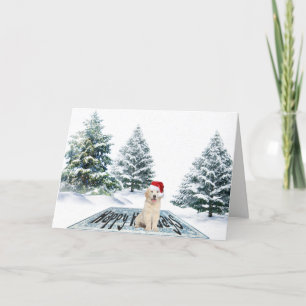 Cartes Pour Fêtes Annuelles Golden Retriever sur le tapis de Noël