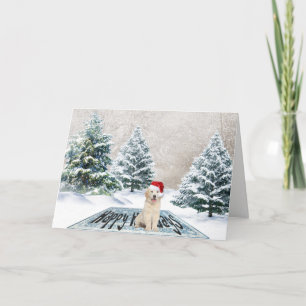 Cartes Pour Fêtes Annuelles Golden Retriever sur tapis de vacances