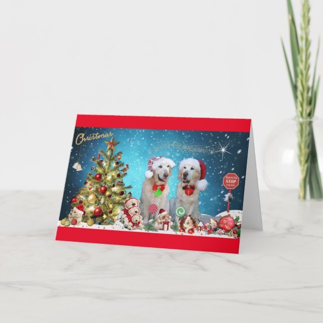 Cartes Pour Fêtes Annuelles Golden Retriever's in the Christmas Spirit (Devant)