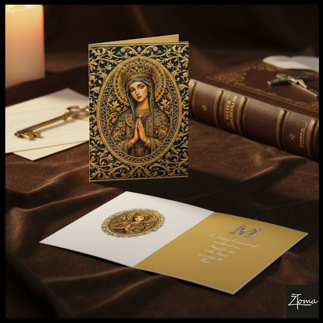 Cartes Pour Fêtes Annuelles Golden Revergence Vierge Marie (Créateur téléchargé)