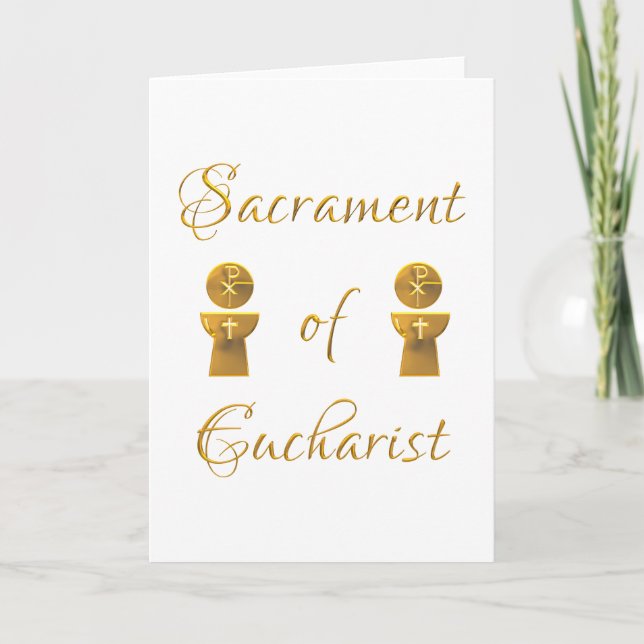 Cartes Pour Fêtes Annuelles Golden Sacrament of Eucharist Host and Chalice (Devant)