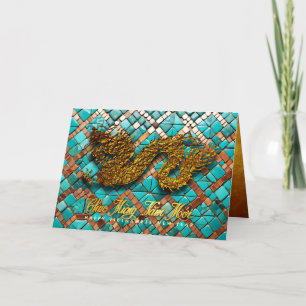 Cartes Pour Fêtes Annuelles Golden Vietnamese Dragon Année 2024 Mosaic GC