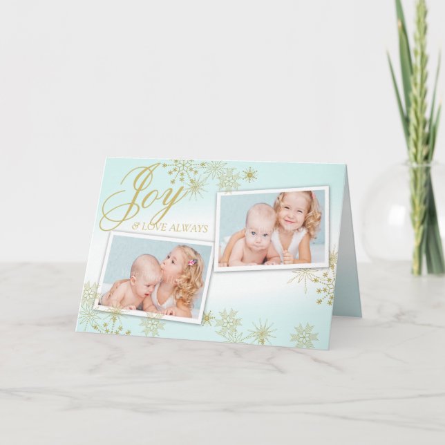 Cartes Pour Fêtes Annuelles Golden Winter Snowflakes Photo (Devant)