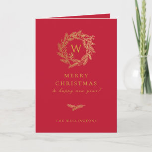 Cartes Pour Fêtes Annuelles Golden Winter Wwath Red