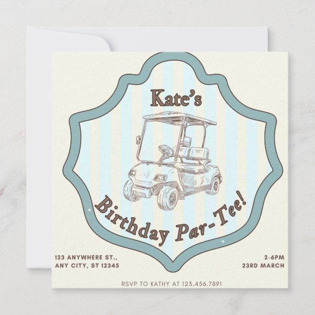 Cartes Pour Fêtes Annuelles Golf à thème fête d'anniversaire (Devant)