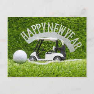 Cartes Pour Fêtes Annuelles Golf Bonne année sur l'herbe verte pour Golfer