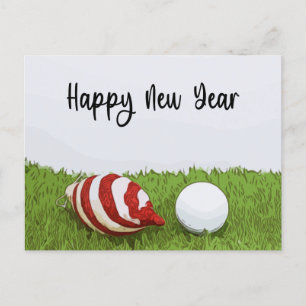 Cartes Pour Fêtes Annuelles Golf Bonne nouvelle année avec Snowman vacances go