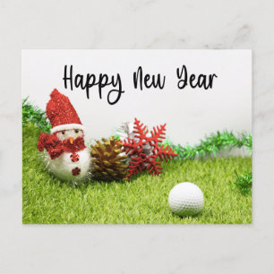Cartes Pour Fêtes Annuelles Golf Bonne nouvelle année avec Snowman vacances go
