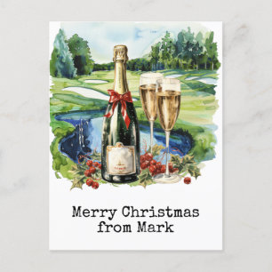 Cartes Pour Fêtes Annuelles Golf Course avec boisson de Noël pour golfeur
