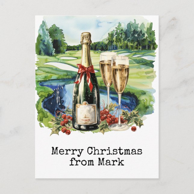Cartes Pour Fêtes Annuelles Golf Course avec boisson de Noël pour golfeur (Devant)