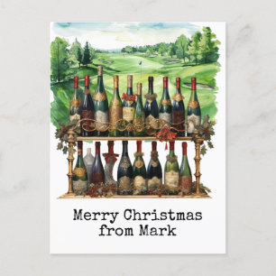 Cartes Pour Fêtes Annuelles Golf Course avec boisson de Noël pour golfeur