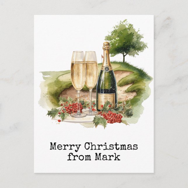 Cartes Pour Fêtes Annuelles Golf Course avec boisson de Noël pour golfeur (Devant)