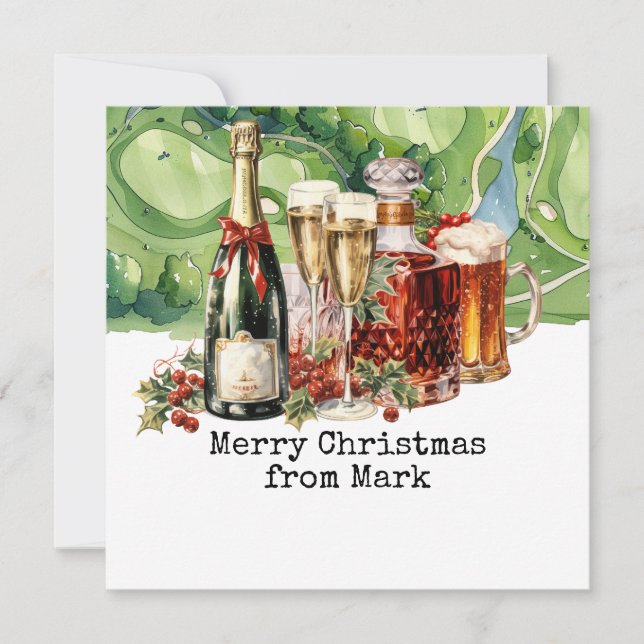 Cartes Pour Fêtes Annuelles Golf Course avec boisson de Noël pour golfeur (Devant)