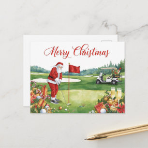 Cartes Pour Fêtes Annuelles Golf de Noël Faisons un Par avec le Père Noël