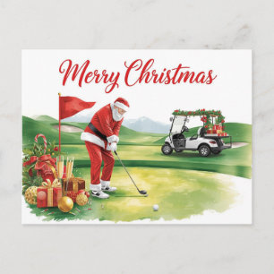 Cartes Pour Fêtes Annuelles Golf de Noël  Faisons un par avec le Père Noël  