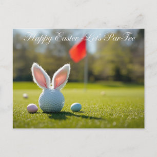 Cartes Pour Fêtes Annuelles Golf de Pâques avec balle lapin oreille sur gazon