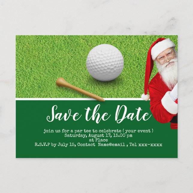 Cartes Pour Fêtes Annuelles Golf économisez la date avec le Père Noël pour Noë (Devant)