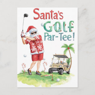 Cartes Pour Fêtes Annuelles Golf Fête de Noël Père Noël jouant au golf sur le