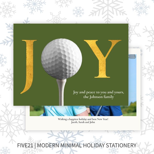 Cartes Pour Fêtes Annuelles Golf Joy & Peace Green Christmas Photo (Créateur téléchargé)