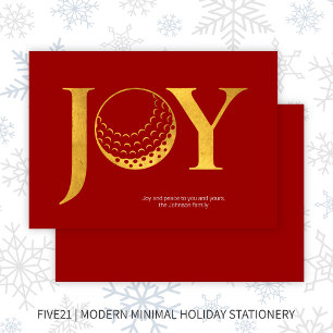 Cartes Pour Fêtes Annuelles Golf Joy & Peace Red Flat Christmas