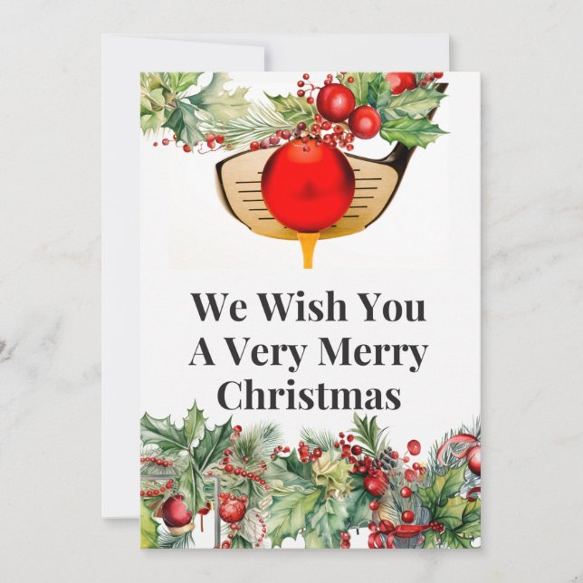 Cartes Pour Fêtes Annuelles Golf Joyeux Noël au golfeur avec ornement (Devant)
