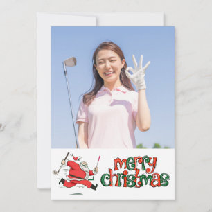 Cartes Pour Fêtes Annuelles Golf Joyeux Noël avec votre propre photo