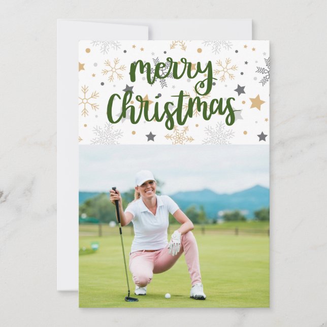 Cartes Pour Fêtes Annuelles Golf Joyeux Noël avec votre propre photo (Devant)
