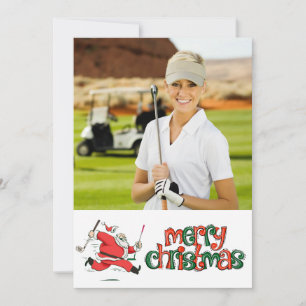 Cartes Pour Fêtes Annuelles Golf Joyeux Noël avec votre propre photo