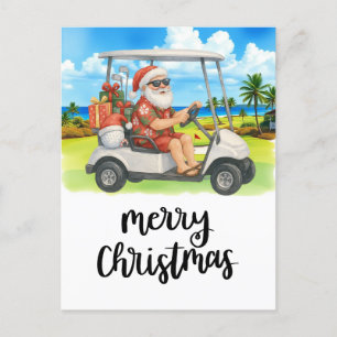 Cartes Pour Fêtes Annuelles Golf Joyeux Noël Père Noël Golfer Beach Thème