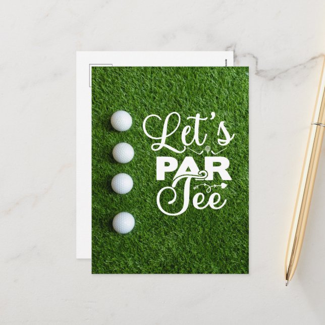 Cartes Pour Fêtes Annuelles Golf Let's Par Tee (Devant/Arrière en situation)