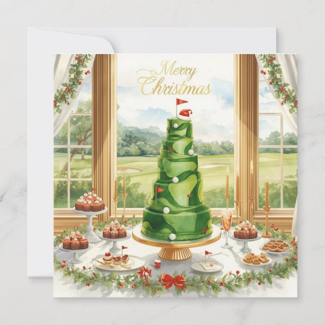Cartes Pour Fêtes Annuelles Golf Merry Christmas from Golf Course Clubhouse (Devant)