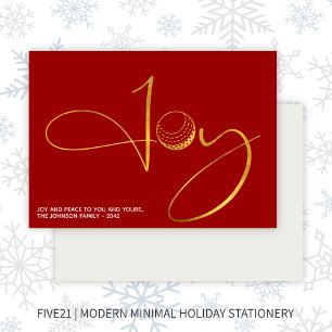 Cartes Pour Fêtes Annuelles Golf moderne Joie & Paix Noël rouge