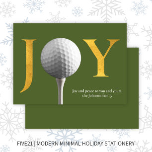 Cartes Pour Fêtes Annuelles Golf moderne Joie & Paix Noël vert