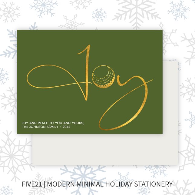 Cartes Pour Fêtes Annuelles Golf moderne Joie & Paix Noël vert (Créateur téléchargé)