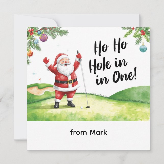 Cartes Pour Fêtes Annuelles Golf Noël avec Père Noël Golf sur le terrain de go (Devant)