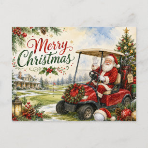 Cartes Pour Fêtes Annuelles Golf Noël Par tee fête avec le Père Noël 