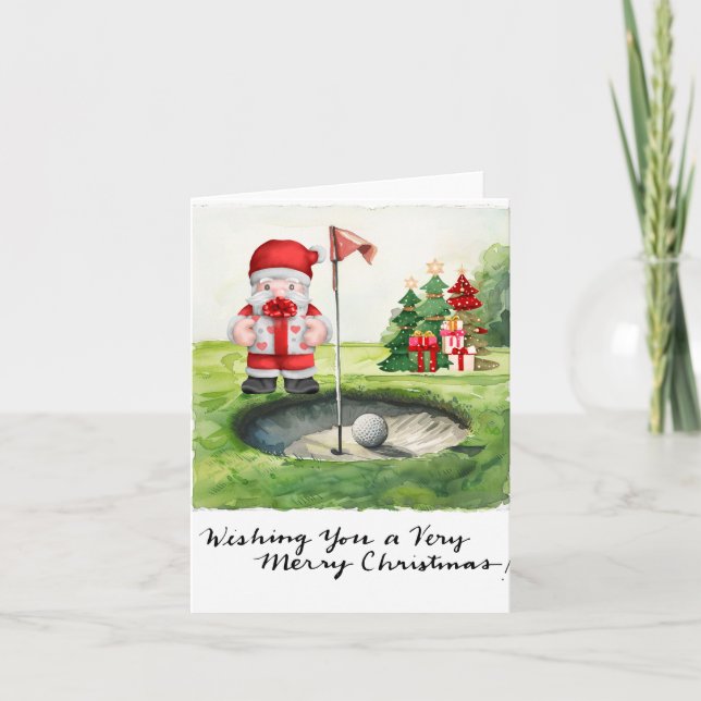 Cartes Pour Fêtes Annuelles Golf Noël thème pour golfeur sur le terrain (Devant)