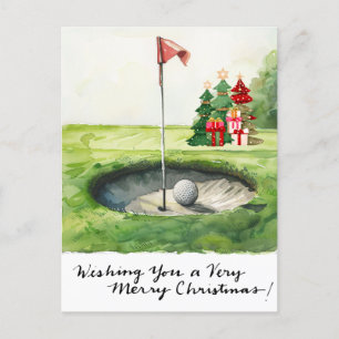 Cartes Pour Fêtes Annuelles Golf Noël thème pour golfeur sur le terrain